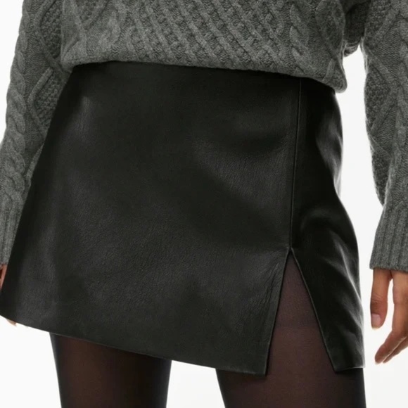 Sunday Best Dresses & Skirts - Sunday Best Black Faux Leather Mini Skirt with Side Slit